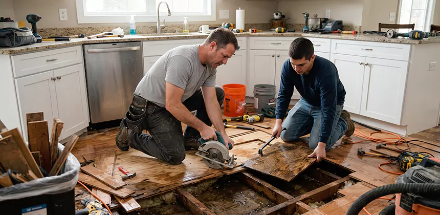 Kitchen Floor Water Damage Repair in Jurupa Valley